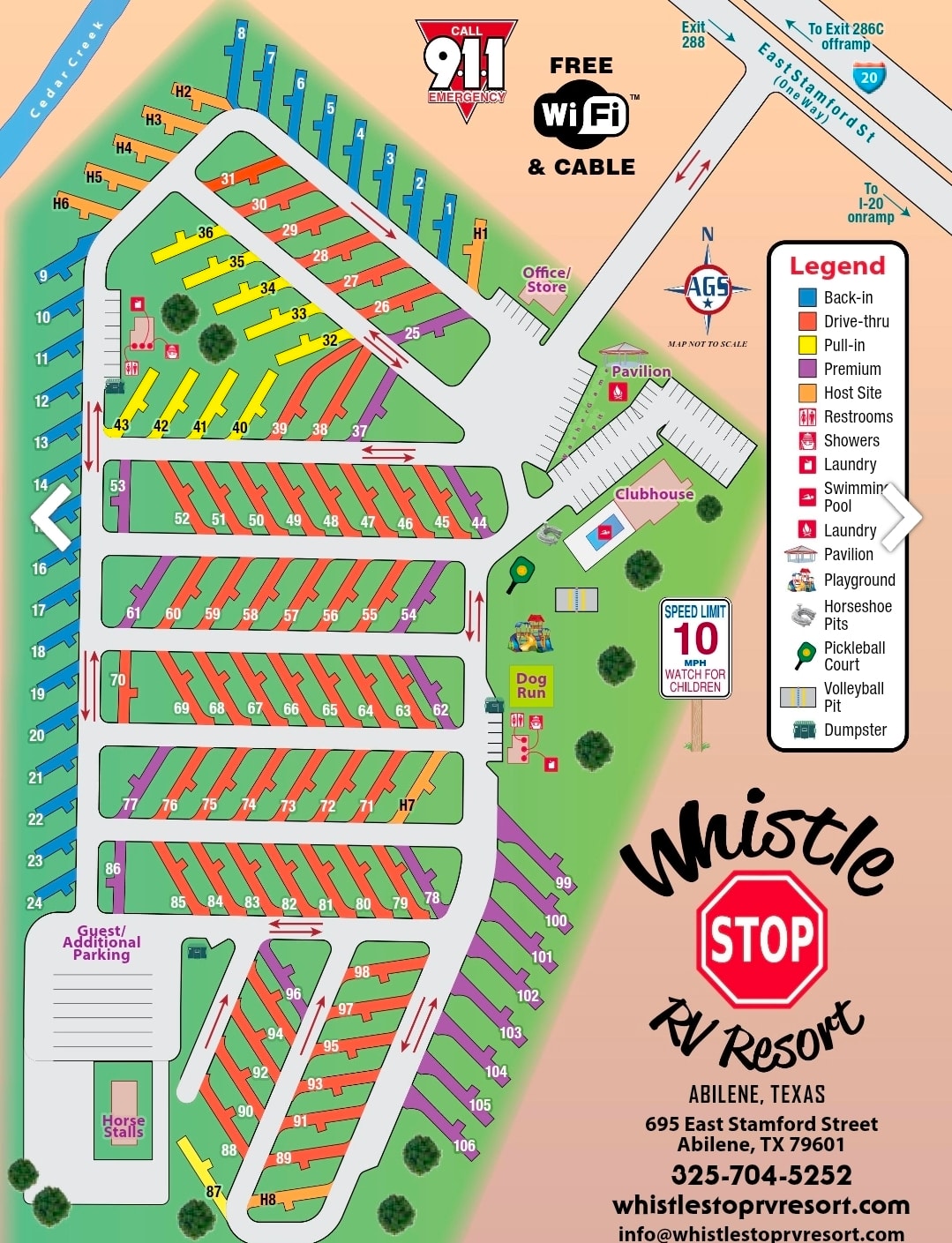 Whistle Stop RV Resort site map